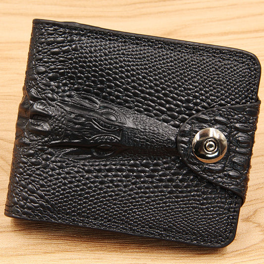 Men's Crocodile Texture Bifold Wallet – PU Leather Magnetic Clasp Purse