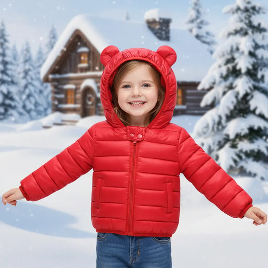 欧美女童模特红色羽绒服主图