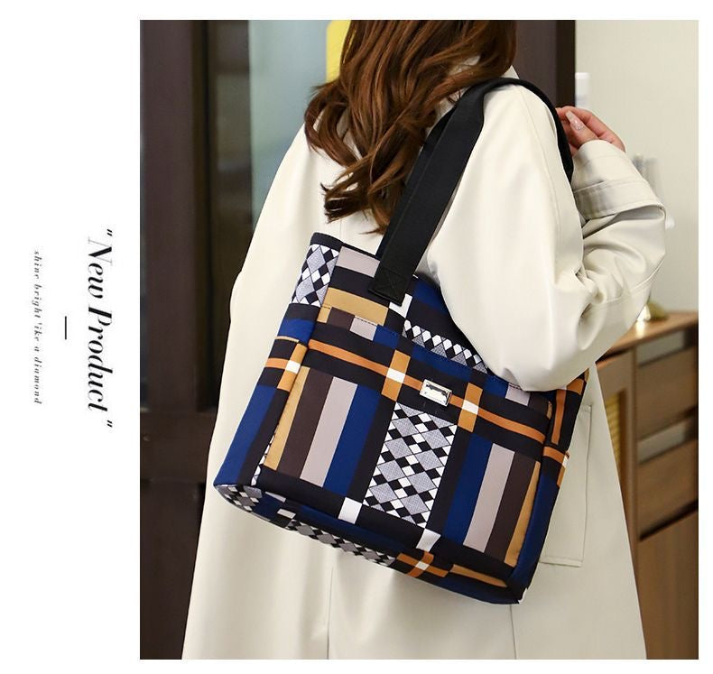 Geometric Pattern nylon Tote Bag - Modern Design Shoulder Bag