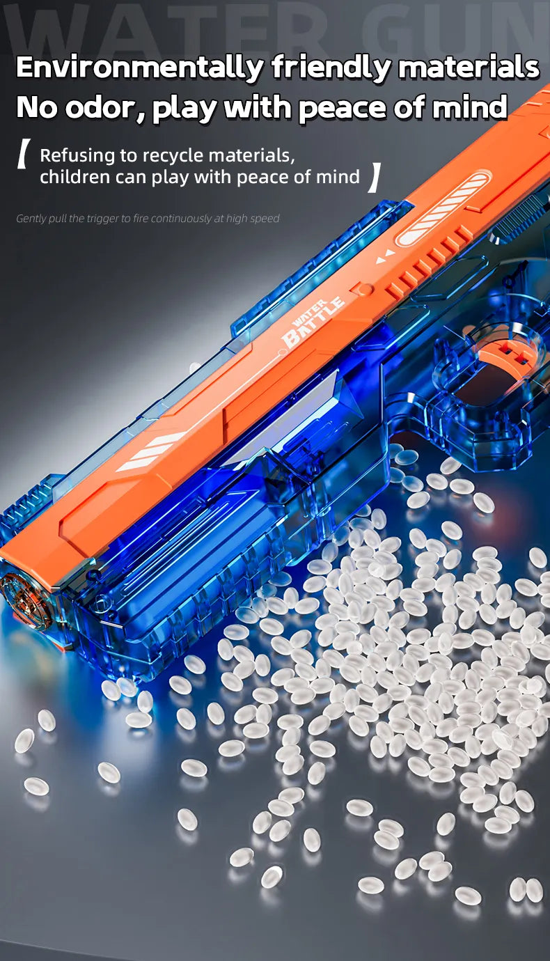 Electric Water Battle Gun – Auto Squirt Pistol with LED Light & 500ml Drum Tank