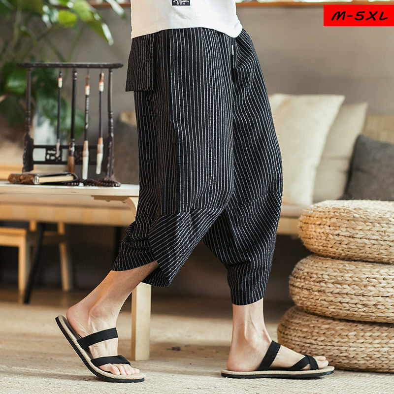 new linen summer loose Middle trousers men's harem pants