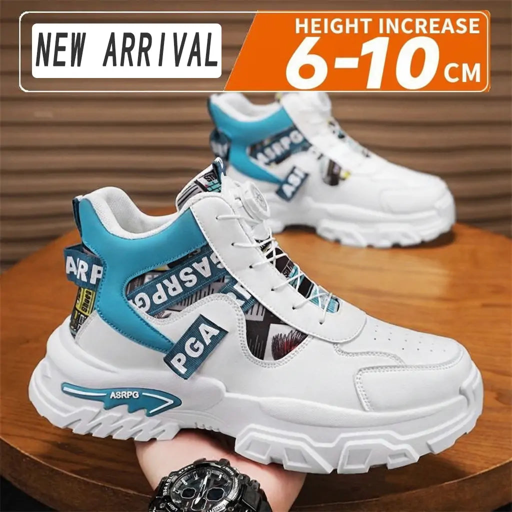 Invisible height-increasing sneakers BOA dial system 6-10CM lift white blue
