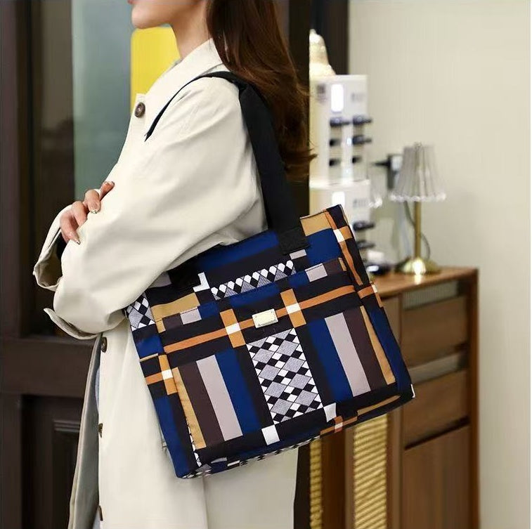 Geometric Pattern nylon Tote Bag - Modern Design Shoulder Bag