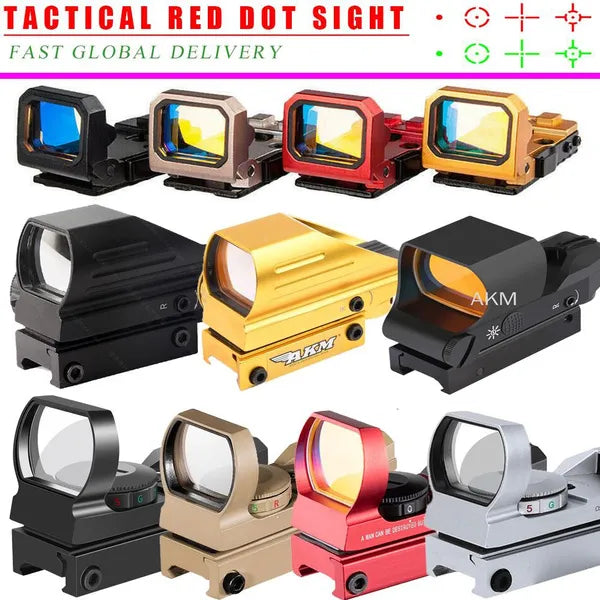 Tactical Reflex Sight Red Green Lighting Reticle Holographic Projected Red Dot Sight Airgun Scope Hunting 11mm/20mm Rail Mount