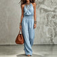Women's Sleeveless Backless Halter Jumpsuit | Wide-Leg Lace-Up Onesie