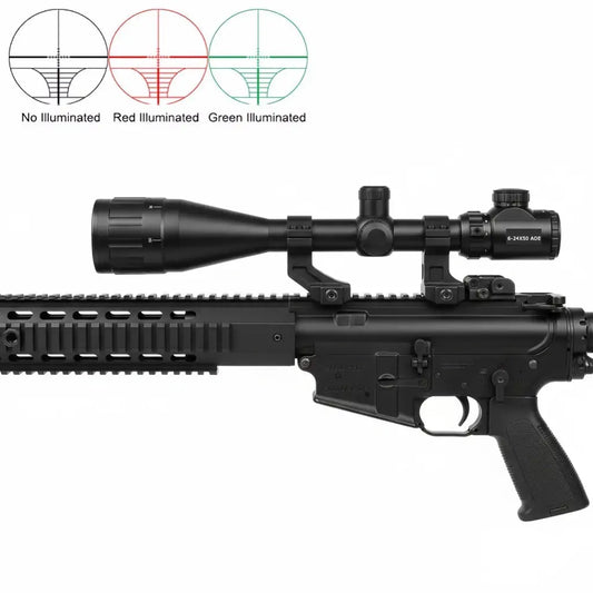 6-24X50AOE Tactical Rifle Scope - HD Optical Shockproof Scope with Red/Green Illuminated Reticle