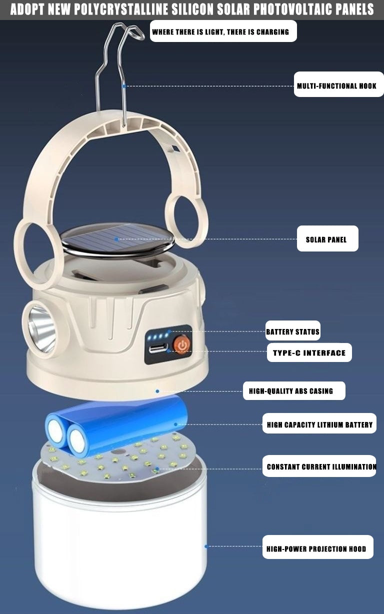 Multifunctional Solar Outdoor Camping Lantern - Emergency Rechargeable Light