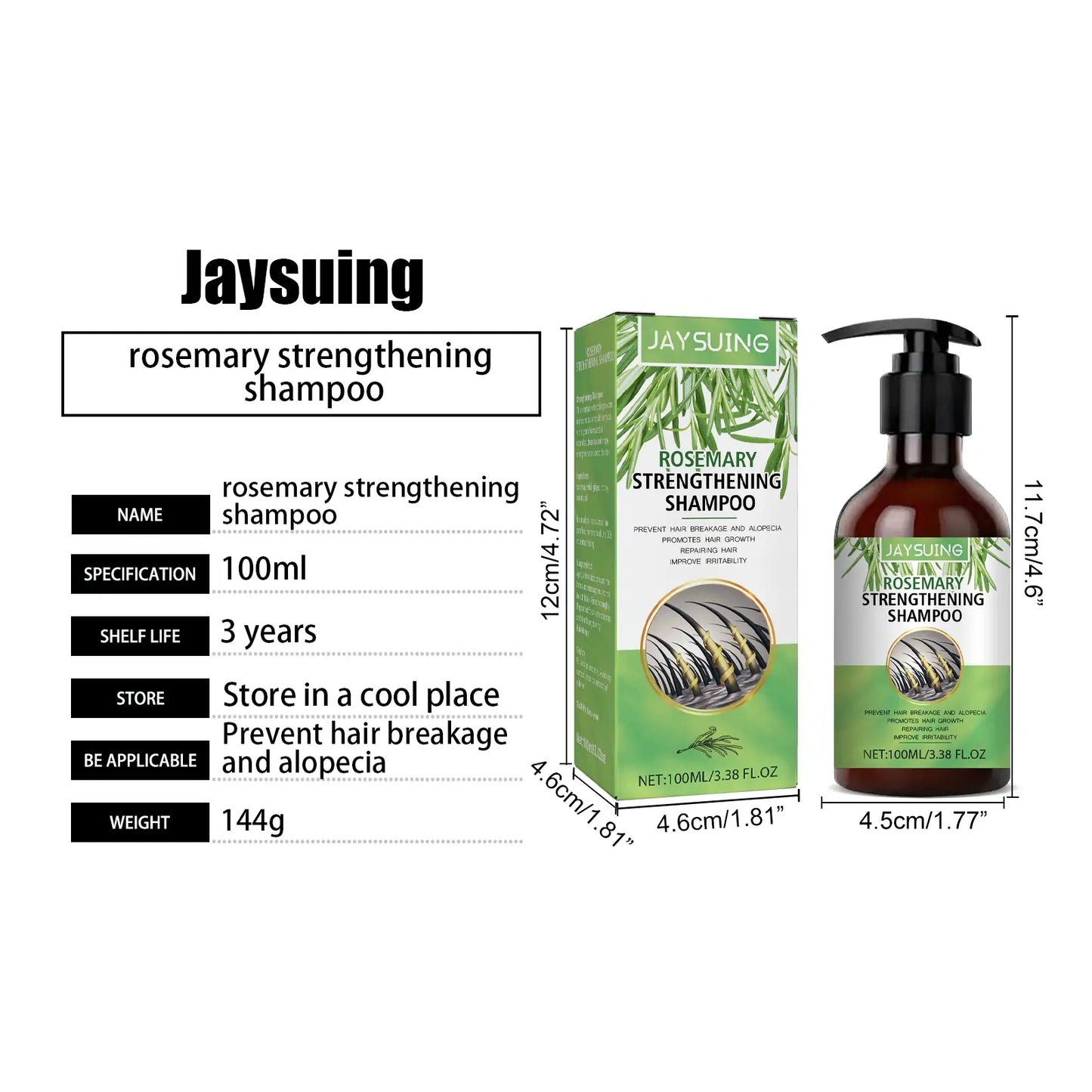Jaysuing Rosemary Shampoo – Anti-Hair Loss, Oil Control, Volumizing & Smoothing