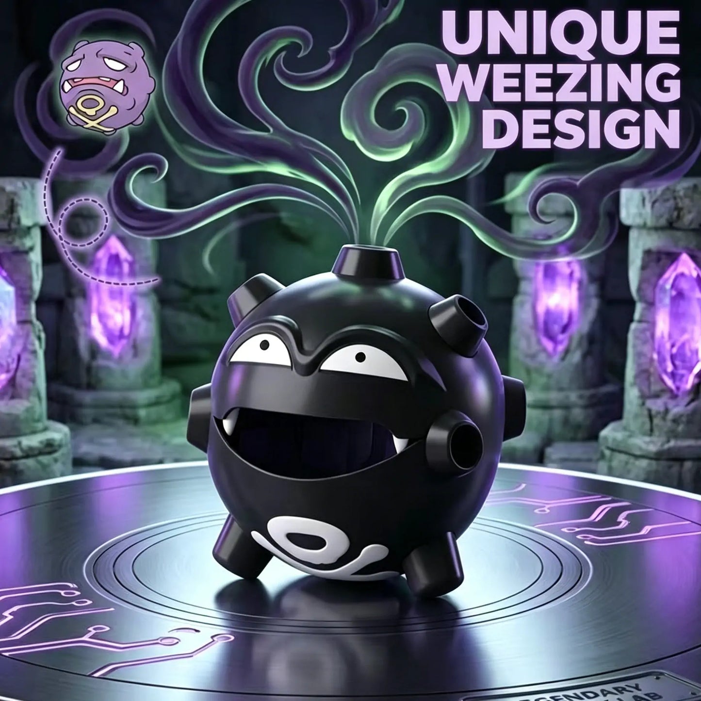 Koffing Multi-Functional Desktop Ornament, 3-in-1 Incense Burner, Ashtray & Storage Box, Cute Cartoon Figurine Home Decor Gift