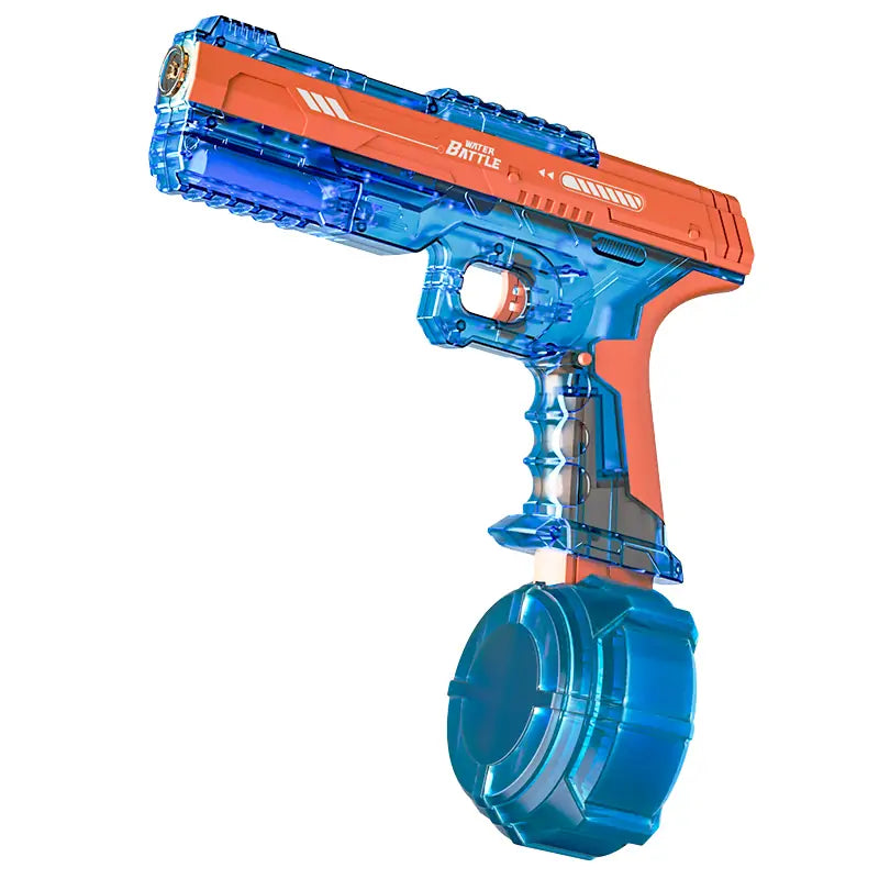 Electric Water Battle Gun – Auto Squirt Pistol with LED Light & 500ml Drum Tank