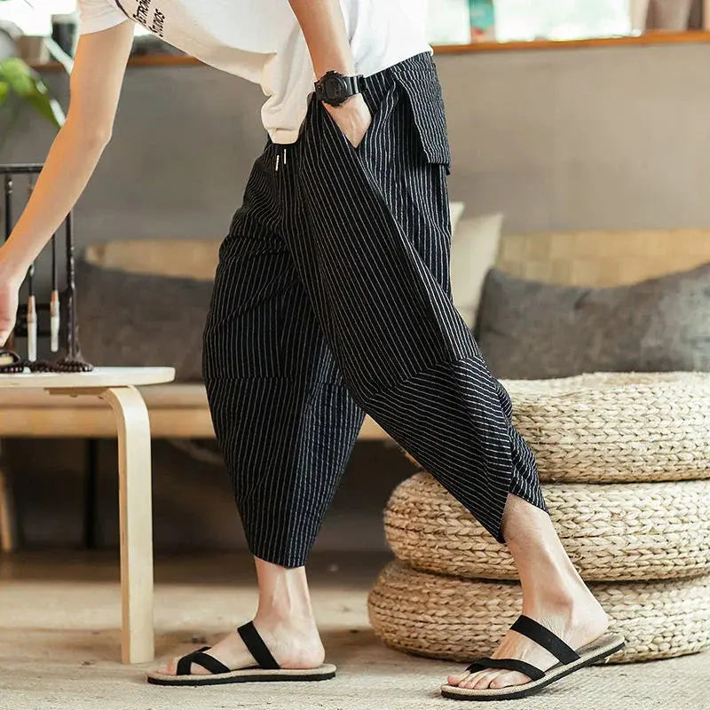 Linen Harem Pants Men - Loose Summer Trousers | Vintage Style Casual Wear BEYOND INTERNATIONAL TRADE