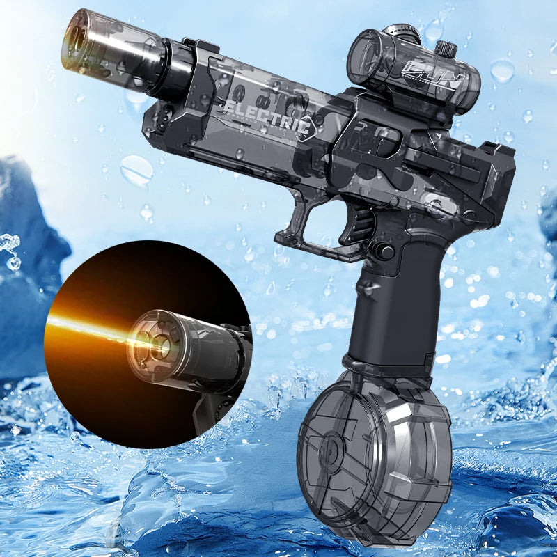 Electric Water Gun with Colored Lights – High-Speed Burst, Large Capacity Drum Magazine
