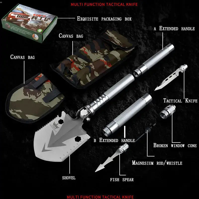 46.45" Stainless Steel Folding Survival Shovel Multi-Tool Kit BEYOND INTERNATIONAL TRADE