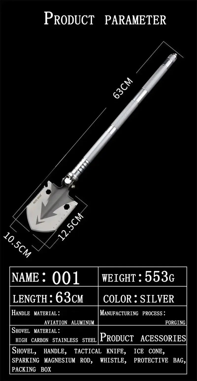 46.45" Stainless Steel Folding Survival Shovel Multi-Tool Kit BEYOND INTERNATIONAL TRADE