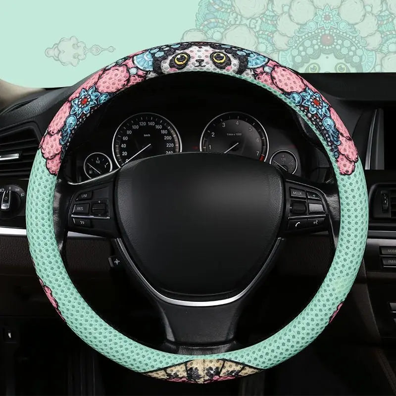 Oriental Cloud Pattern Steering Wheel Cover - Premium Leather Car Accessory BEYOND INTERNATIONAL TRADE