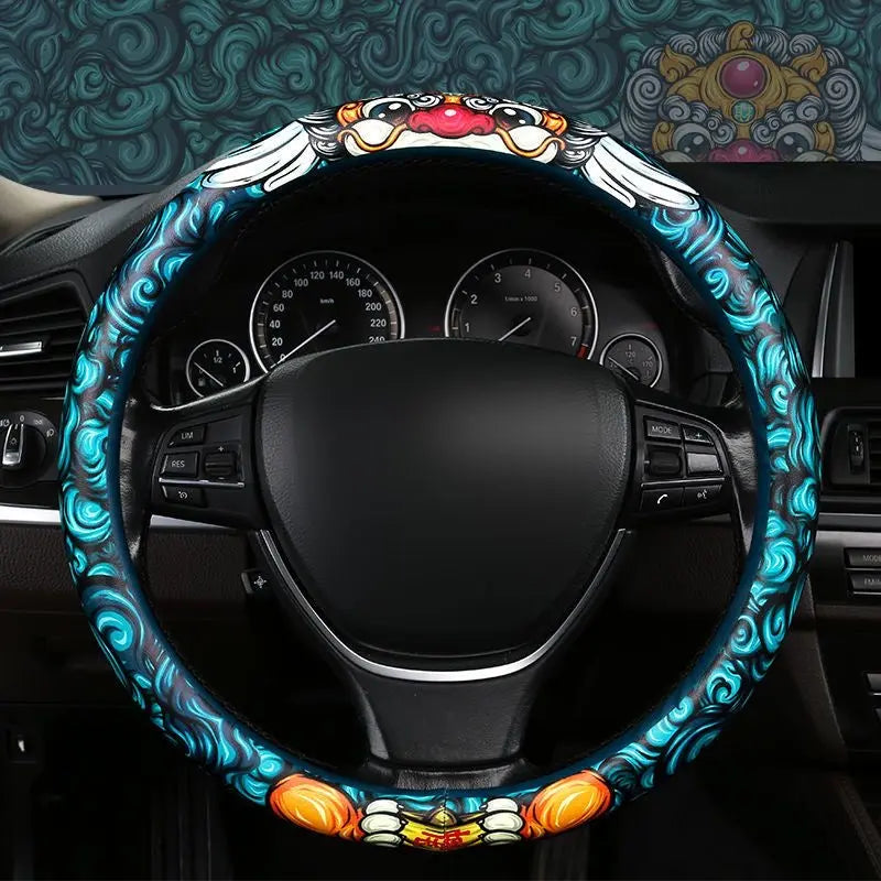 Oriental Cloud Pattern Steering Wheel Cover - Premium Leather Car Accessory BEYOND INTERNATIONAL TRADE