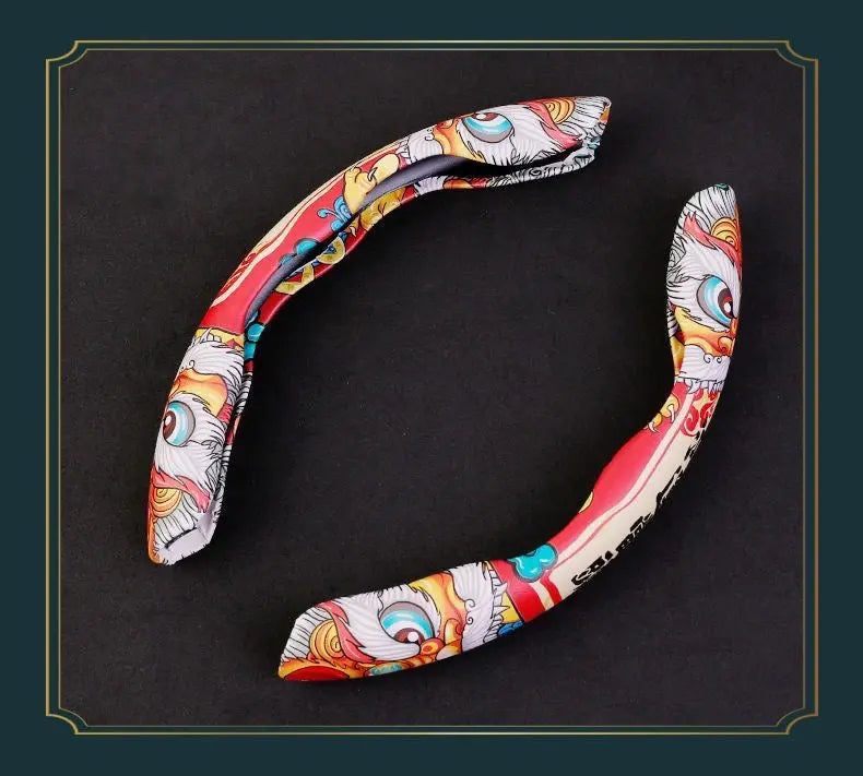 Oriental Cloud Pattern Steering Wheel Cover - Premium Leather Car Accessory BEYOND INTERNATIONAL TRADE