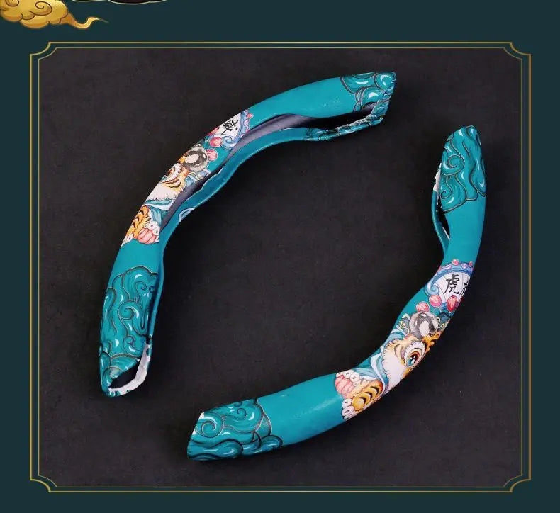 Oriental Cloud Pattern Steering Wheel Cover - Premium Leather Car Accessory BEYOND INTERNATIONAL TRADE