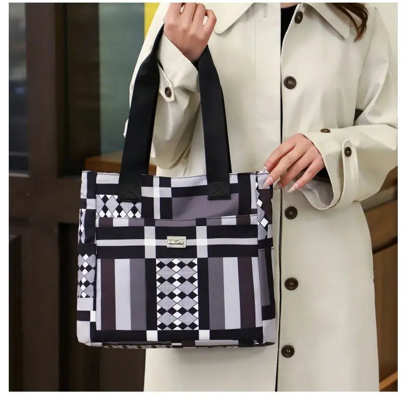 Geometric Pattern nylon Tote Bag - Modern Design Shoulder Bag BEYOND INTERNATIONAL TRADE