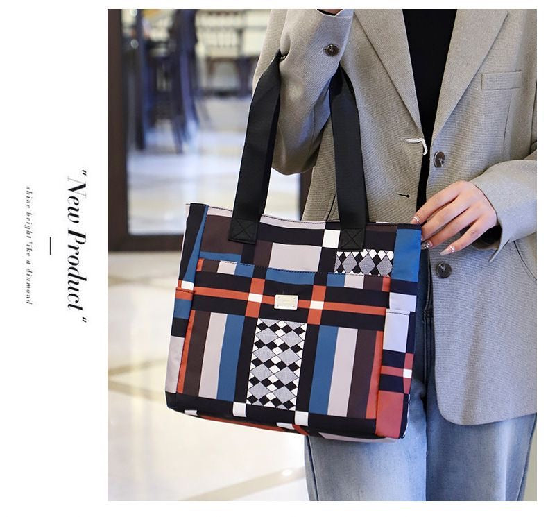 Geometric Pattern nylon Tote Bag - Modern Design Shoulder Bag