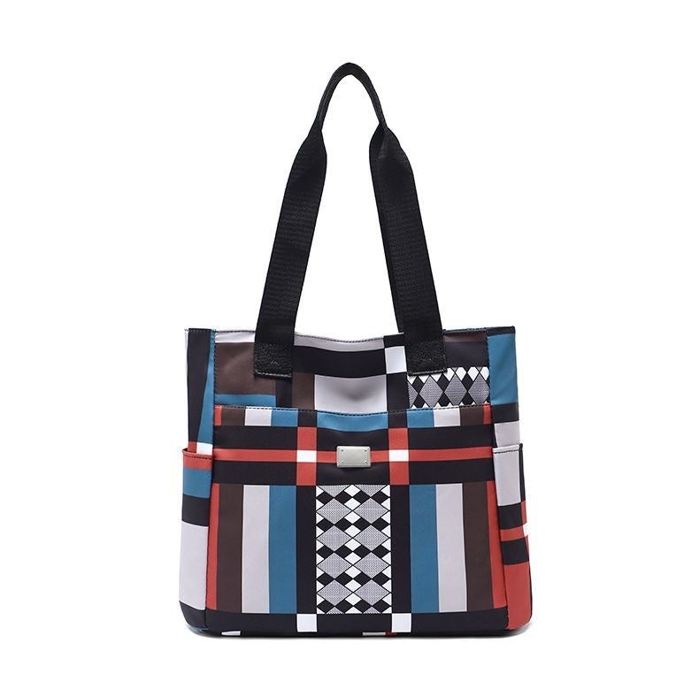 Geometric Pattern nylon Tote Bag - Modern Design Shoulder Bag
