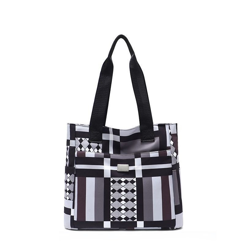 Geometric Pattern nylon Tote Bag - Modern Design Shoulder Bag