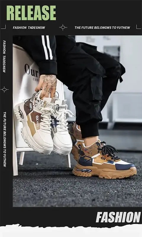 Chunky Platform Elevator Sneakers - Retro Style Height Increasing Shoes 6-10CM BEYOND INTERNATIONAL TRADE