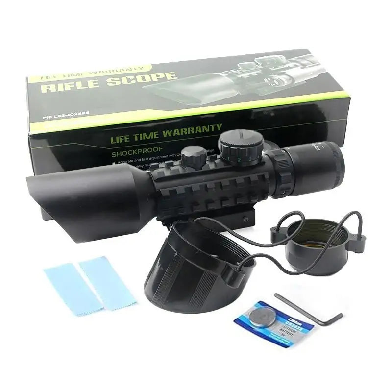 3-10X42 Tactical Rifle Scope with Integrated Red Laser Sight - Picatinny Mount