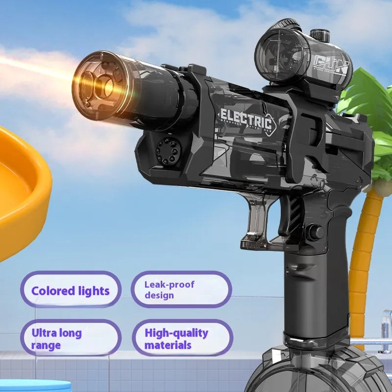 Electric Water Gun with Colored Lights – High-Speed Burst, Large Capacity Drum Magazine