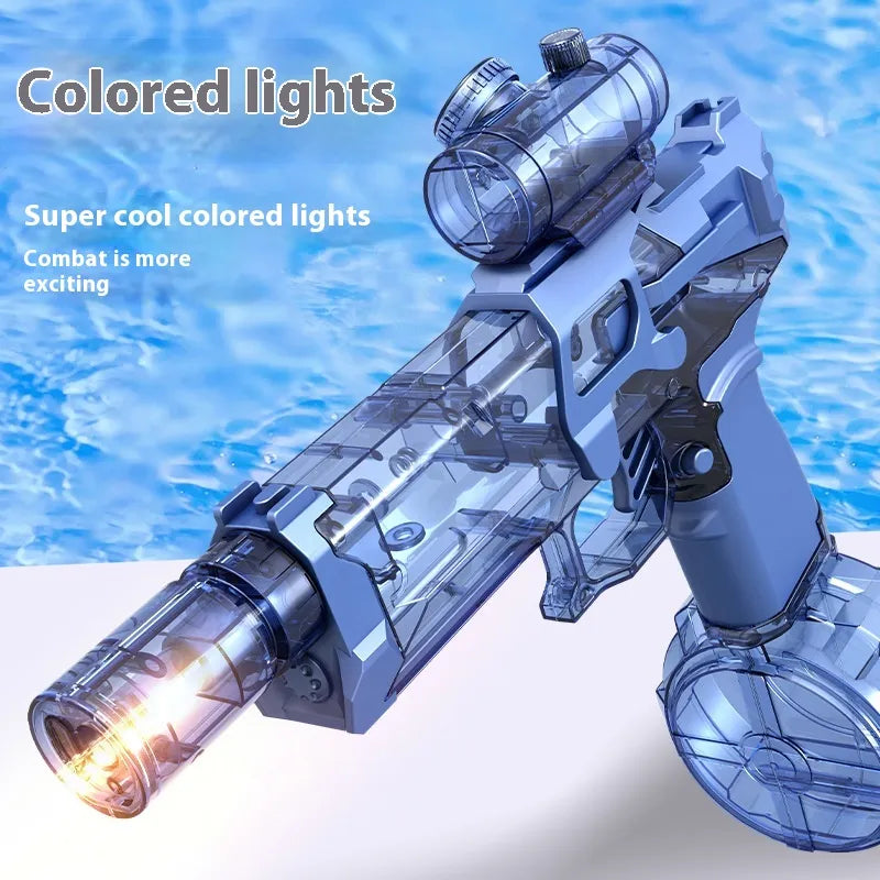 Electric Water Gun with Colored Lights – High-Speed Burst, Large Capacity Drum Magazine