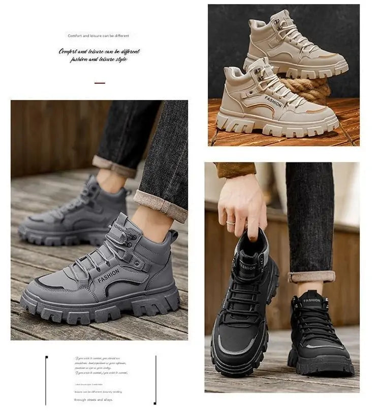 Hidden Height Increase Tactical Boots - Men's Fashion Platform Sneakers