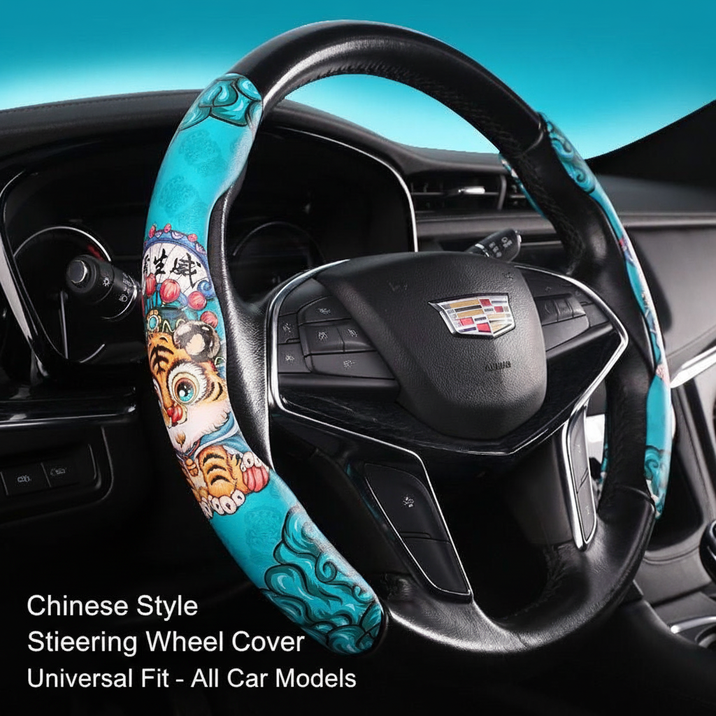 Oriental Cloud Pattern Steering Wheel Cover - Premium Car Interior Decor