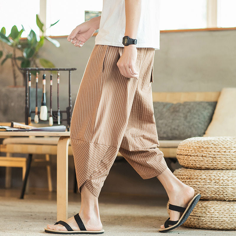 new linen summer loose Middle trousers men's harem pants