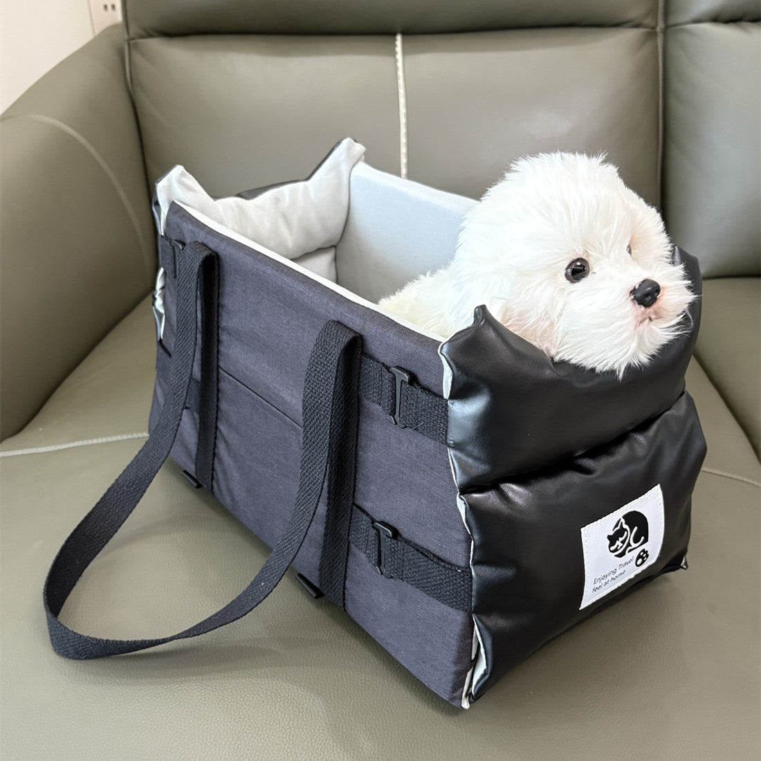 3-in-1 Leather Pet Carrier Bag | Dog Bed, Cat Carrier & Car Seat Mat for Pets 2–5kg