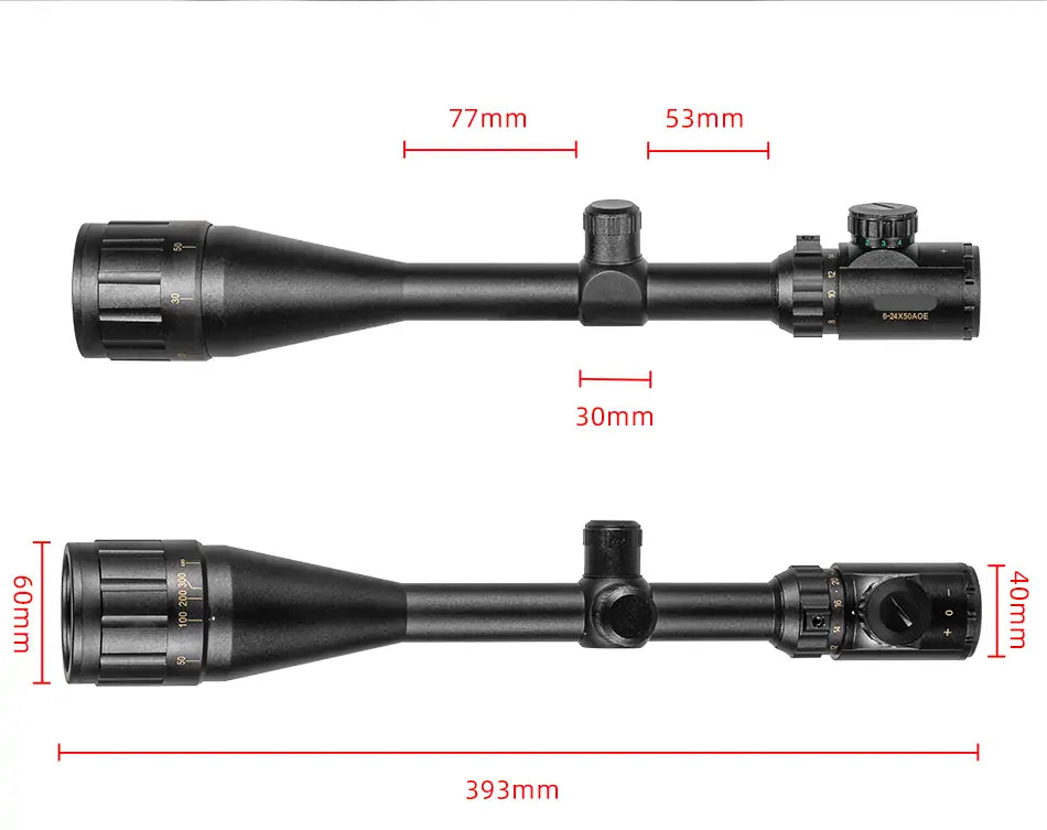 6-24X50AOE Tactical Rifle Scope - HD Optical Shockproof Scope with Red/Green Illuminated Reticle
