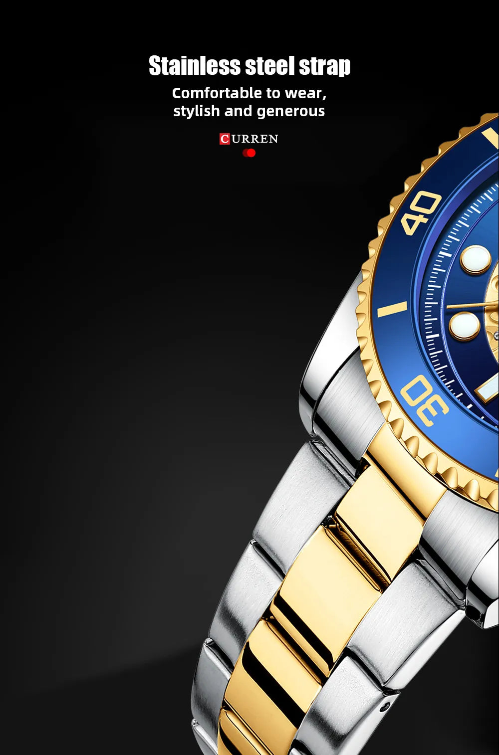CURREN Men's Skeleton Quartz Watch – Two-Tone Stainless Steel Diver Style