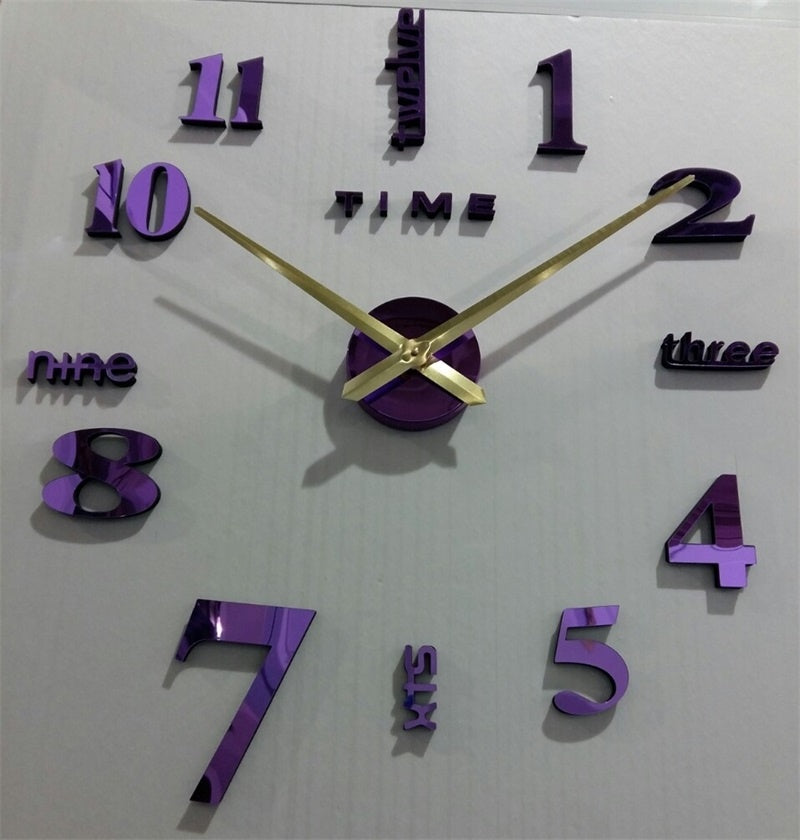 3D DIY Giant Wall Clock – Modern Quartz Mirror Sticker Living Room Decor