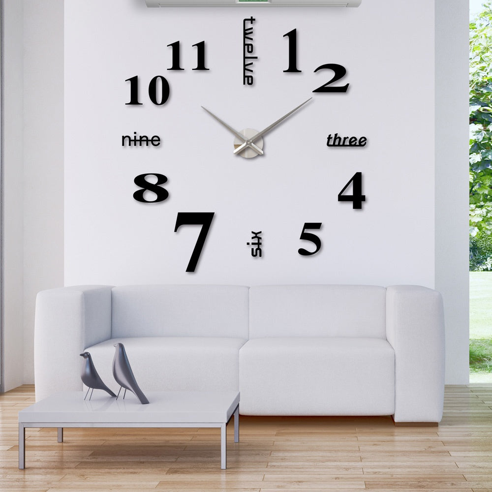 3D DIY Giant Wall Clock – Modern Quartz Mirror Sticker Living Room Decor