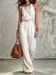 Women's Sleeveless Backless Halter Jumpsuit | Wide-Leg Lace-Up Onesie