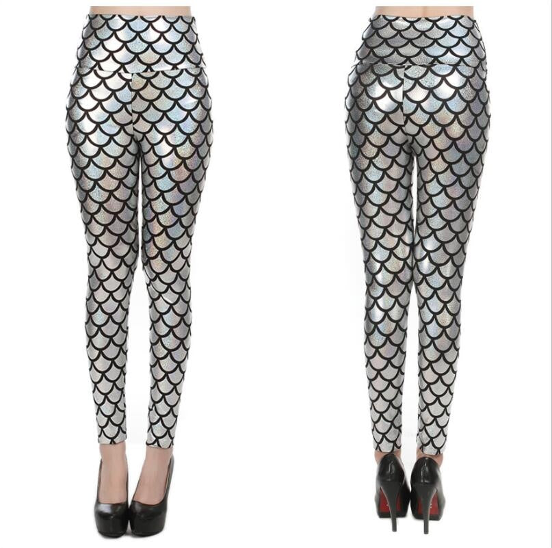 Women's Candy Color High-Waist Faux Leather Mermaid Leggings – Sexy Shiny Pants