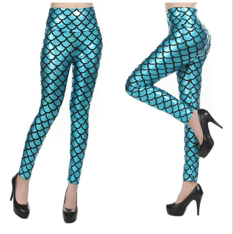 Women's Candy Color High-Waist Faux Leather Mermaid Leggings – Sexy Shiny Pants
