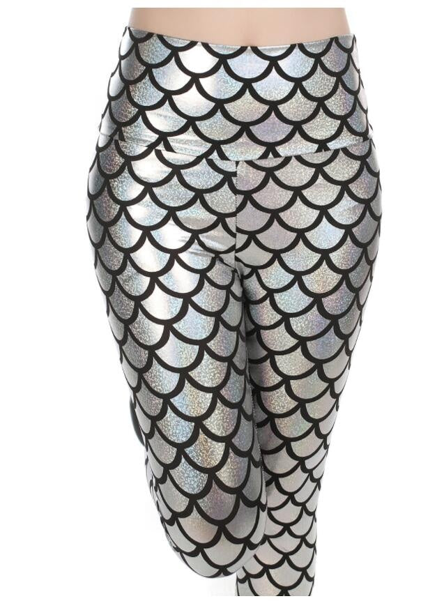 Women's Candy Color High-Waist Faux Leather Mermaid Leggings – Sexy Shiny Pants
