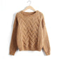 Women's Mohair Chunky Knit Pullover – Loose Fit Colorblock Sweater