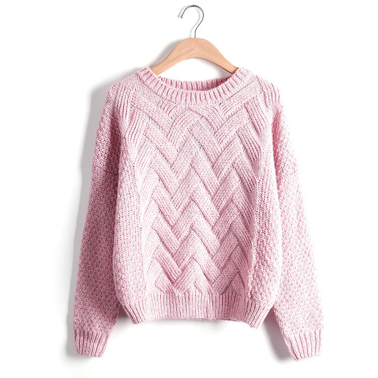 Women's Mohair Chunky Knit Pullover – Loose Fit Colorblock Sweater
