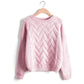 Women's Mohair Chunky Knit Pullover – Loose Fit Colorblock Sweater