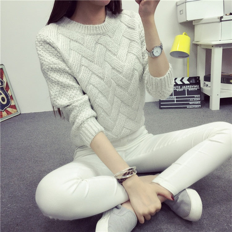 Women's Mohair Chunky Knit Pullover – Loose Fit Colorblock Sweater