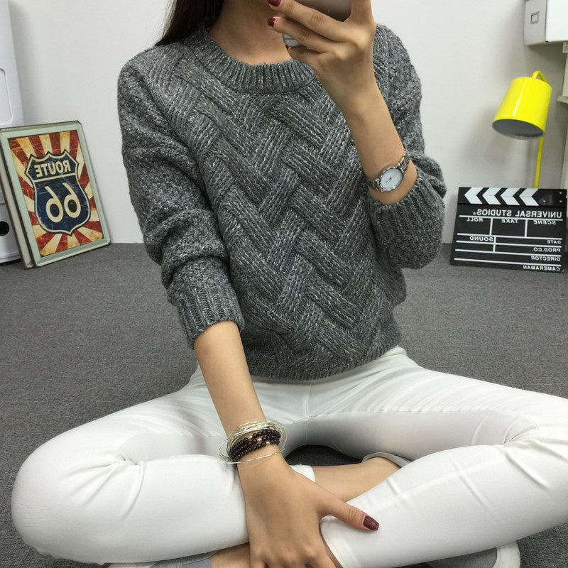 Women's Mohair Chunky Knit Pullover – Loose Fit Colorblock Sweater