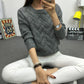 Women's Mohair Chunky Knit Pullover – Loose Fit Colorblock Sweater
