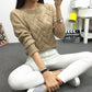 Women's Mohair Chunky Knit Pullover – Loose Fit Colorblock Sweater