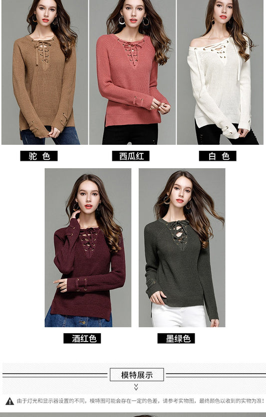 Women's V-Neck Knit Pullover Sweater | Soft Stretch Tunic Knitwear